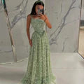 Vintage Square Neck Tulle Evening Gown Sparkling Beaded Embroidery Prom Dress DP8280