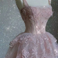 Pink A-Line Lace Tulle Long Party Gown Birthday Dress, DP2835