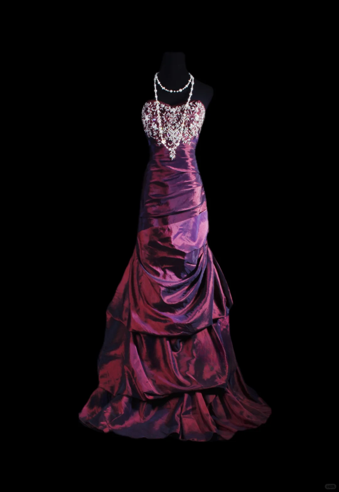 Glamorous Purple Satin Mermaid Strapless Embroidery Beaded Evening Gown DP7383