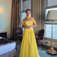 Vintage Off-the-Shoulder Satin & Chiffon Prom Dress Draped Neck Scarf Evening Gown DP8144