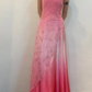 Lovely Pink Strapless A-Line Lace Satin Party Dress Evening Gown, DP4035