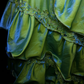 Gorgeous Green Beaded Applique Spaghetti Strap A-Line Satin Ruffles Prom Dress Evening Dress DP6346