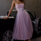 Elegant Pink Tulle Cowl Neck Spaghetti Strap Mid A-Line Evening Dress DP8154