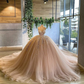 Champagne Sweetheart Tulle Quinceanera Dresses,Sweet 16 Dresses,Sleeveless Long Prom Formal Gown,DS4489