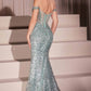 Elegant Sequin Off-the-Shoulder Mermaid Evening Gown Prom Dress DP8162
