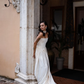 Elegant Ivory Strapless Satin Strapless Neck Drape Sash Wedding Dress DP8395