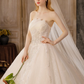 Romantic Strapless Pleated Sparkly Beaded Sequins Glitter Tulle A-Line Wedding Dress DP8848