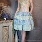 Retro Colorful Strapless Floral Design A-line Short Tiered Homecoming Dress  DP6059
