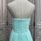 Vintage Mint Green Strapless Sweetheart Chiffon A-Line Evening Gown Ruched Formal Prom Dress DP7596