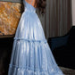 Elegant Shiny Tiered V-Neck Spaghetti Straps Evening Gown Prom Dress DP8163