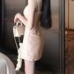 Elegant Light Blue Jacquard Spaghetti Strap 3D Floral Ruffle Homecoming Dress DP8817