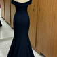 Elegant Navy Blue Off-the-Shoulder Mermaid Prom Dress DP8522