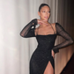 Black Long Sleeves Sheath Long Party Dress Evening Gown, DP4090