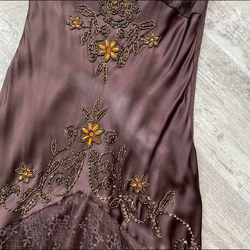Vintage Spaghetti Straps Lace Beading Charming Evening Dress, DP2509