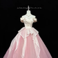 Elegant Pink Off-the-Shoulder Ball Gown Quinceanera Dress Satin Tulle Ruffled Prom Gown DP8255