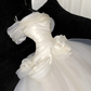 Elegantes Elfenbein 3D Blumen Design A-Linie Tüll Brautkleid Ballkleid Abendkleid Ballkleid DP6221