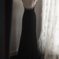 Glamorous Elegant Black Sleeveless Beaded V-Neck High Slit Prom Dress DP7658