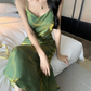 Vintage Spaghettiträger Meerjungfrau Lange Sommerkleider Ballkleid Abendkleid DP6388