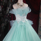 Elegant Mint Green Strapless Tulle Lace Applique Floor Length Sweet 15 Quinceanera Ball Gown DP8368