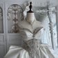 Luxury Ivory Strapless Sweetheart Wedding Dress Beaded Lace Embellished Royal Bridal Gown DP8246