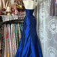 Vintage Satin Halter- Neck Sweetheart Evening Gown Beaded Ruched Mermaid Prom Dress DP7764