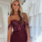 Vintage schulterfreies, perlenbesetztes, kurzes Sweetheart Homecoming-Kleid DP3427
