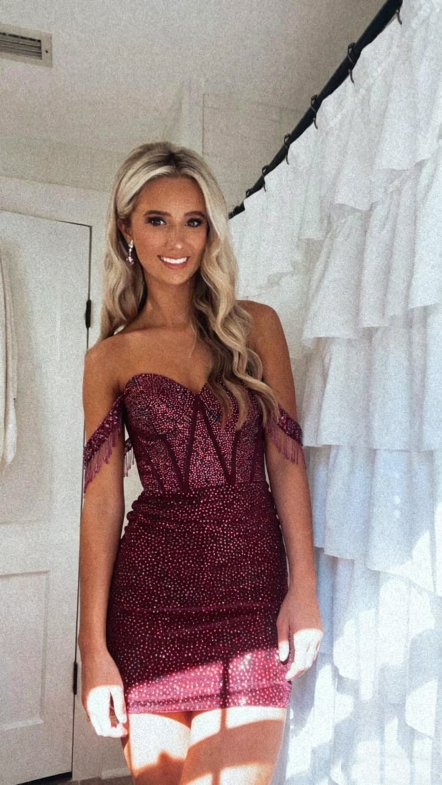 Vintage Off-the-Shoulder Beaded Short Sweetheart Homecoming Dress DP34 –  DSProm