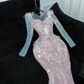 Vintage Shiny Pink Sequined Sweetheart Design Mermaid Prom Dress Evening Dress DP6222