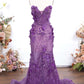Enchanting Blush Pink Lace Mermaid Evening Gown with Plunge Neckline DP8018