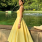 Elegant Yellow Sweetheart Spaghetti Strap A-Line Prom Dress DP8571