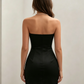 Vintage Strapless Satin Burgundy Bow Bodycon Cocktail Party Homecoming Dress DP8672