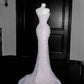 Dreamy Strapless Glittering Sequin Mermaid Wedding Dress Draped Bridal Gown DP7040