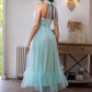 Elegant Sweetheart Halter Neck Tulle Ruffled Hem Cocktail Dress Evening Dress DP8074