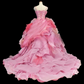 Glamorous Pink Ombre Tulle 3D Floral Applique Bow Fairycore Inspired Sweet 16 Quinceanera Ball Gown DP7272