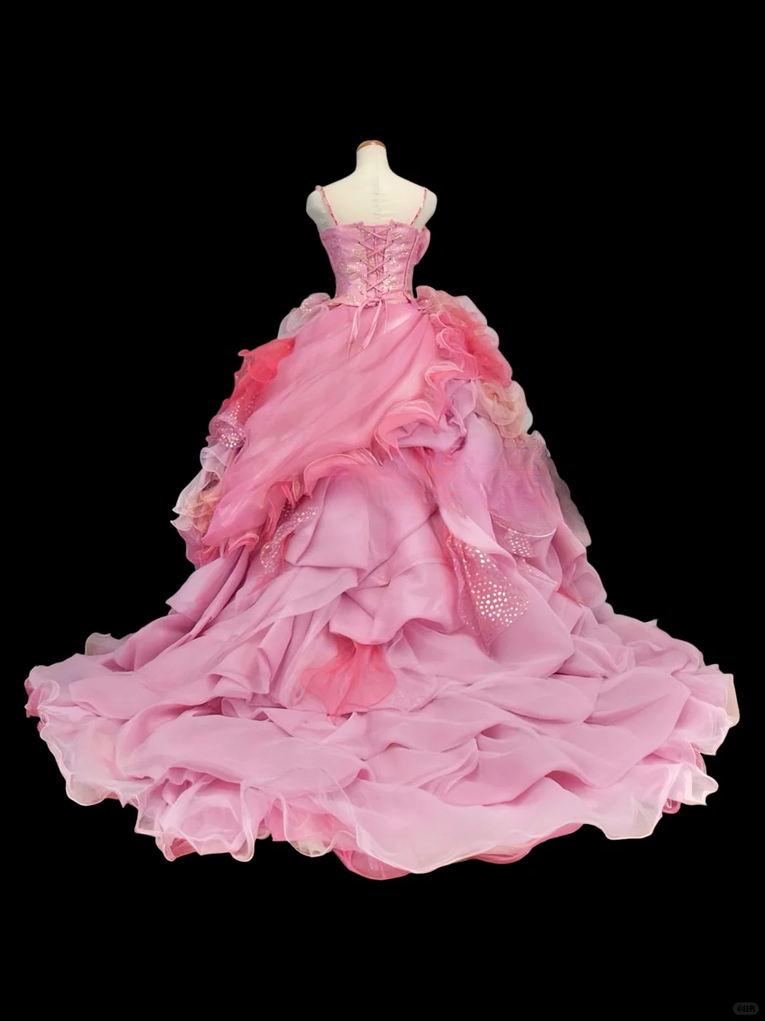 Glamorous Pink Ombre Tulle 3D Floral Applique Bow Fairycore Inspired Sweet 16 Quinceanera Ball Gown DP7272