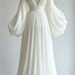 Elegant White Chiffon Deep V-Neck Long Sleeve A-Line Wedding Dress DP4962