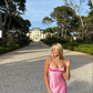 Pink Spaghetti Straps Satin Long Party Dress Wedding Guest Dress, DP3385