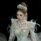 Elegantes glitzerndes silbernes Perlen-Pailletten-Design Meerjungfrau-Brautkleid Ballkleid Abendkleid DP6247