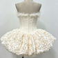 Elegant Cream 3D Rose Floral Strapless A-Line Homecoming Dress DP8747