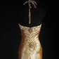 Glamorous Champagne Gold Satin Sweetheart Sheath Beaded Halter-Neck Evening Gown DP7380