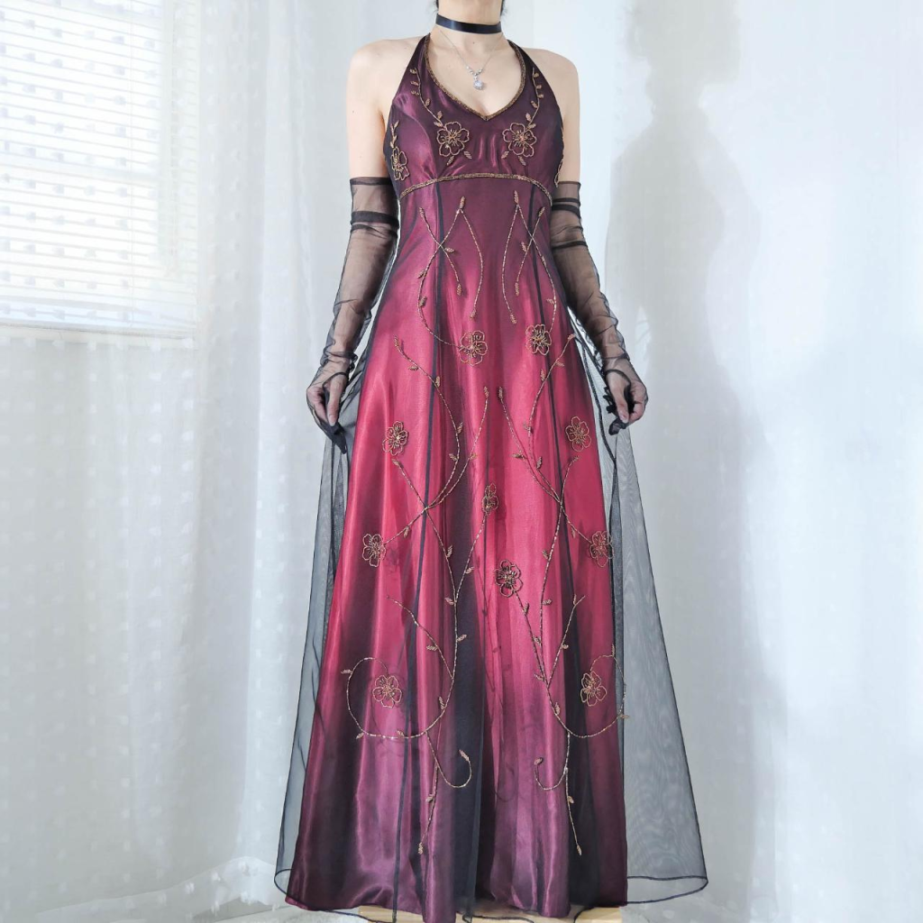 Vintage Halter-Neck Sheath Prom Dress Beaded Chiffon Long Evening Gown DSProm Vintage Halter-Neck Sheath Prom Dress Beaded Chiffon Long Evening Gown DSProm