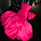 Vintage Hot Pink Strapless A-Line Satin Homecoming Dress Party Dress Cocktail Dress DP7325