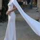 Vintage One-Shoulder Satin Mermaid Cape Train Evening Gown DP8419