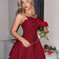 Cute Red Strapless A-Line Bow Detail Homecoming Dress DP8513