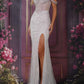 Elegant Dusty Rose Beaded Mermaid Sheer Corset Bodice & High Slit Prom Dress DP8179
