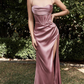 Vintage Satin Sheath Prom Dress Spaghetti Strap Backless Evening Dress High Slit Long Formal Dress, DP6600