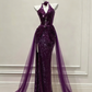 Luxury Sequin Halter Mermaid Evening Gown Formal Prom Dress with Tulle Train DP5622