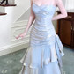 Silver Grey Straps Vintage Sheath Long Evening Party Dress DP3834