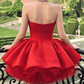Vintage Red Strapless Sweetheart Tiered Tulle A-Line Homecoming Dress DP8519