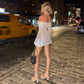 Vintage White Lace Off-the-shoulder Sheath Long-sleeved Short Summer Dresses Party Dress Homecoming Dress DP6394